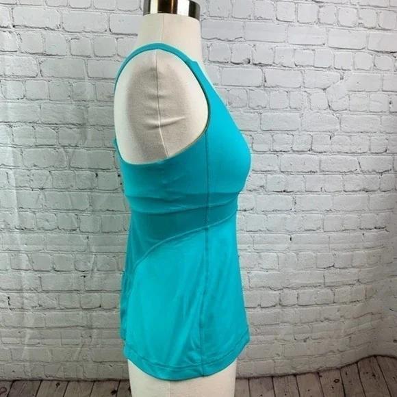 Lululemon Blue Fitted Workout Tank Built-in Bra Size 4 - Picture 2 of 8